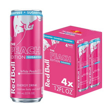 Red Bull Peach Edition Sugarfree Energy Drink, White Peach, 12 fl. oz., Pack of picture