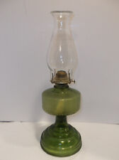 VINTAGE P &A  EAGLE KEROSENE OIL LAMP  Green w/Pearl Edge Chimney & Wick  USA picture