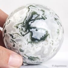 400g67mm Natural Green Moss Agate Crystal Sphere Quartz Healing Ball Chakra picture