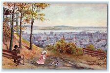 Montreal From The Mountain Camera Girl Dog Reward Card Tuck's Oilette Postcard picture