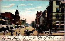 Post Card Omaha NE. 1907 Douglas ST. Looking East From 16TH ST. Undivided Card picture
