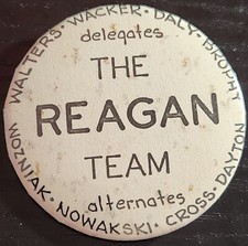 Vintage Political Campaign Pin "The Reagan Team" with expense requirements -RARE picture