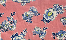 SWEET Vintage 1940s Pink & Blue Flowers Feedsack piece 7.5x12