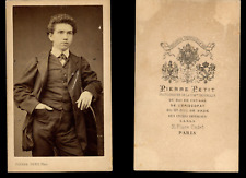 Pierre Petit, Paris, young men vintage albumen print CDV. Albumin Print picture