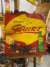 Vintage SQUIRT Soda Sign GAS OIL COLA 27 1/2