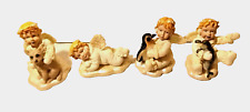 VINTAGE SNOW ANGELS CERAMIC & PORCELAIN CHERUBS SET OF 11 WITH GLITTER WINGS picture