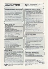 Lipitor Cholesterol Medication Information Brochure Full Page Ad u Facts picture