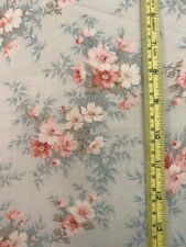 Pre 1930 Vintage Cotton Flannel Floral ~ Pink Flowers on Light Blue ~ 36