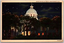 Montgomery Alabama State Capitol Building Illuminated At Night 1930s picture