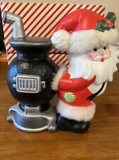Vintage GLENVIEW MOLD Ceramic SANTA CLAUS-POTBELLY STOVE Hand Painted picture