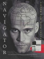 1997 Navigator Mens Cologne Bald Man With Globe Tattoo On Head Vintage Print Ad picture