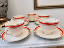 Vintage Homer Laughlin Eggshell Red Stripe 18k 10pc Tea Cup Set picture