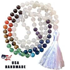 Anti-Anxiety Mala Beads 108 REAL STONES Jade 7 Chakra Meditation Necklace Tassel picture