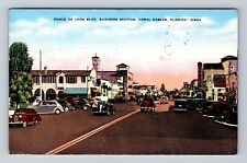Coral Gables FL-Florida, Business Area Ponce De Leon Blvd Vintage c1943 Postcard picture