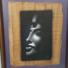 Hand Painted Egyptian Art On Papyrus Signed & Custom Framed 18X21 picture