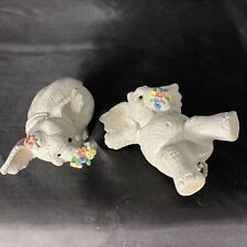 Vintage 1996 Enesco Resin Elephants With Flowers Kathy Wise Design Lot Of 2 picture