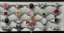 Assorted Natural Stone Ring Set Alloy Material Multicolor picture