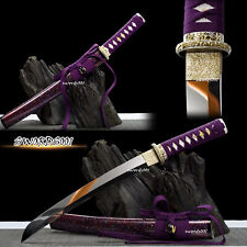 21'' Noble Purple Japanese Samurai Tanto Knife Sword T10 Steel Specular Blade picture