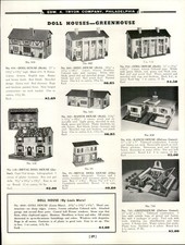 1949 PAPER AD Rich brand J line Ohio Art Dollhouse greenhouse Gas station fire picture