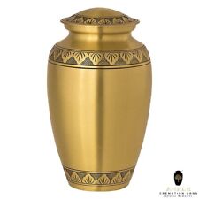 Large Adult Golden Cremation Urns for Human Ashes Engraved Urn with Velvet Bag picture