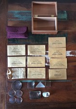 Vintage Edmund Scientific Co Optics Lens Prism Experimental Kit Lot Wood Box NOS picture