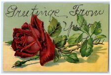c1910's Greetings From Yukon Oklahoma OK Embossed Flowers Vintage Postcard picture