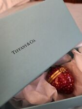 Signed Tiffany Strawberry French Limoges Enamel 18K Gold Gilt Jewelry Ring Box picture