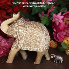 Cottage Handicraft - Mango Wood Hand-Crafted Elephant, Small with Free Elephant picture