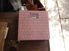 Vintage Counselor Bathroom Scale, Mid Century Metal Woven Tiki Style 1950’s.Pink picture
