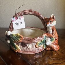 Fitz and Floyd Fall Harvest Heritage Basket Ceramic Leaves Autumn NOS Rare READ picture
