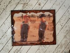 vintage You Been Farming Long?  boys in overalls farrm photo poster wood mounted picture