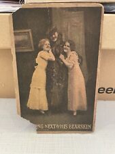Vtg Postcard Couples Getting Next To His Bearskin 1912 Damaged picture