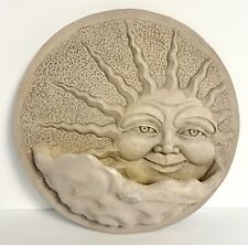 Vintage 90s Y2K Boho Carved Clay Raised Relief Sun Clouds Hanging Pocket Planter picture