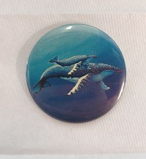Ecology House Humpback Whales Pin Ocean 1984 Vintage VTG Round Circle Adult And picture
