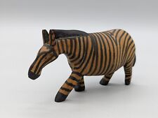 Vintage Hand Carved Wooden Wood Painted African Zebra 6.5