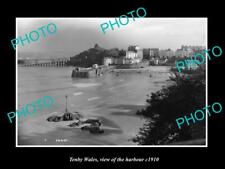 OLD LARGE HISTORIC PHOTO OF TENBY WALES VIEW OF THE HARBOUR c1910 1 picture
