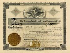 Consolidated Realty and Investment Co. - 1911 dated Real Estate Stock Certificat picture