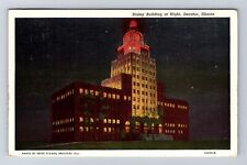Decatur IL-Illinois, Staley Building At Night, Antique, Vintage c1947 Postcard picture