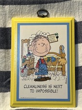 "Pig-Pen" PEANUTS 5"x7" Vintage Plaque RARE "Cleanliness is Next to Impossible" picture