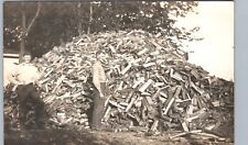CHOPPING FIREWOOD c1910 real photo postcard rppc named men cutting wood logging picture
