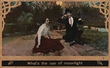 Vintage Postcard 1910's Lovers Couple Boy Cries Dating Courting Romance Bordered picture