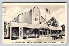 Cambridge MA-Massachusetts, Jefferson Club Building, Vintage c1937 Postcard picture