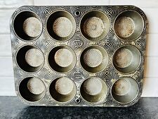 Vintage EKCO Ovenex Starburst N-120-12 Metal 12 Muffin Tin Cupcake Baking Pan picture