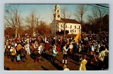 Sudbury MA-Massachusetts, Militia Men, Gathering on Common, Vintage Postcard picture