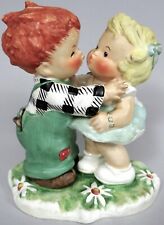 Vtg Goebel Figurine Hummel The Stolen Kiss Boy Girl Red Head Charlot Byj 18 1956 picture