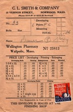 1939 Norwood MA Photo Developing Envelope NY World's Fair Wellington Pharmacy picture