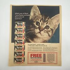 1967 Purina Cat Food Large Vintage Full Page Original Print Ad picture