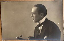 RPPC Violinist Attractive Man with Violin Profile Real Photo Postcard c1910 picture