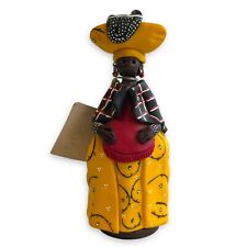 Vintage African Tribes Collection Clay Figurine Hand Painted Herero Woman w/ Tag picture