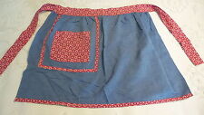 Vintage Half APRON Denim Blue, Red Bandana Type Waist,Ties,Trim picture